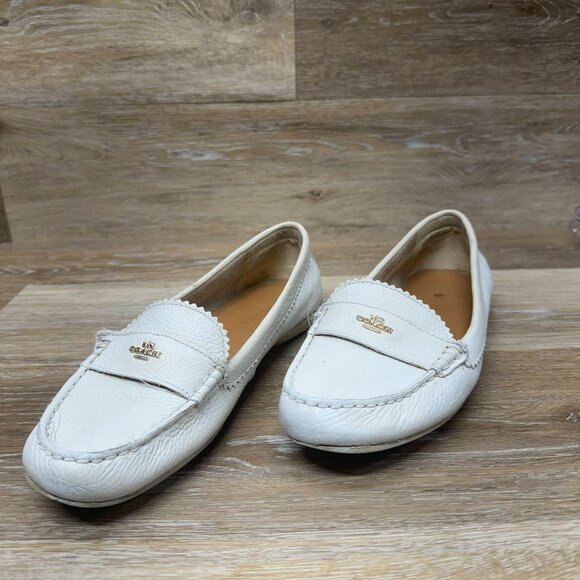 Coach Shoes - Coach Odette White Tumbled Loafer Women's Size 8.5B